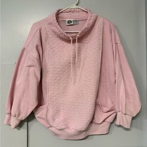 Cozy Pink Quilted Crew Neck Sweater